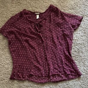 Old Navy Red Tie Front Blouse Relaxed Fit